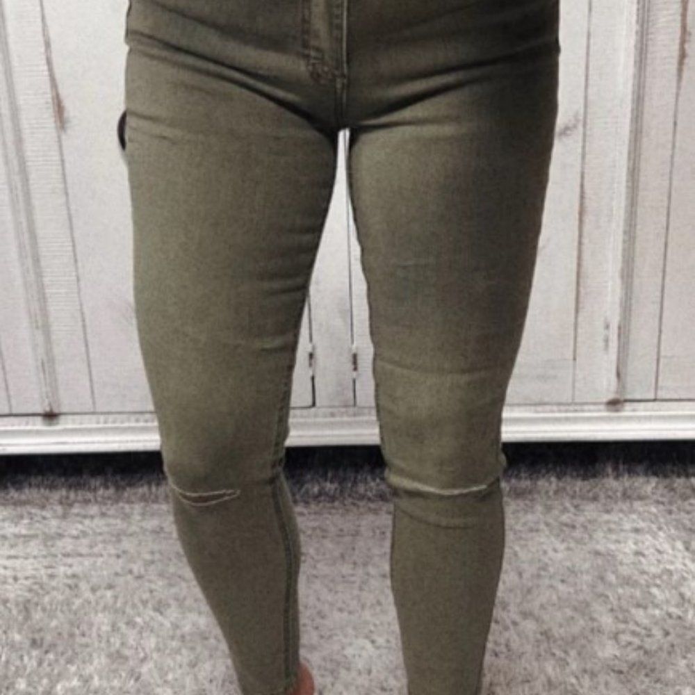 Jelly Jeans The Rachel Mid Rise Olive Knee Slit Skinny Jean (2) 5183 NWT Bout - Picture 5 of 6